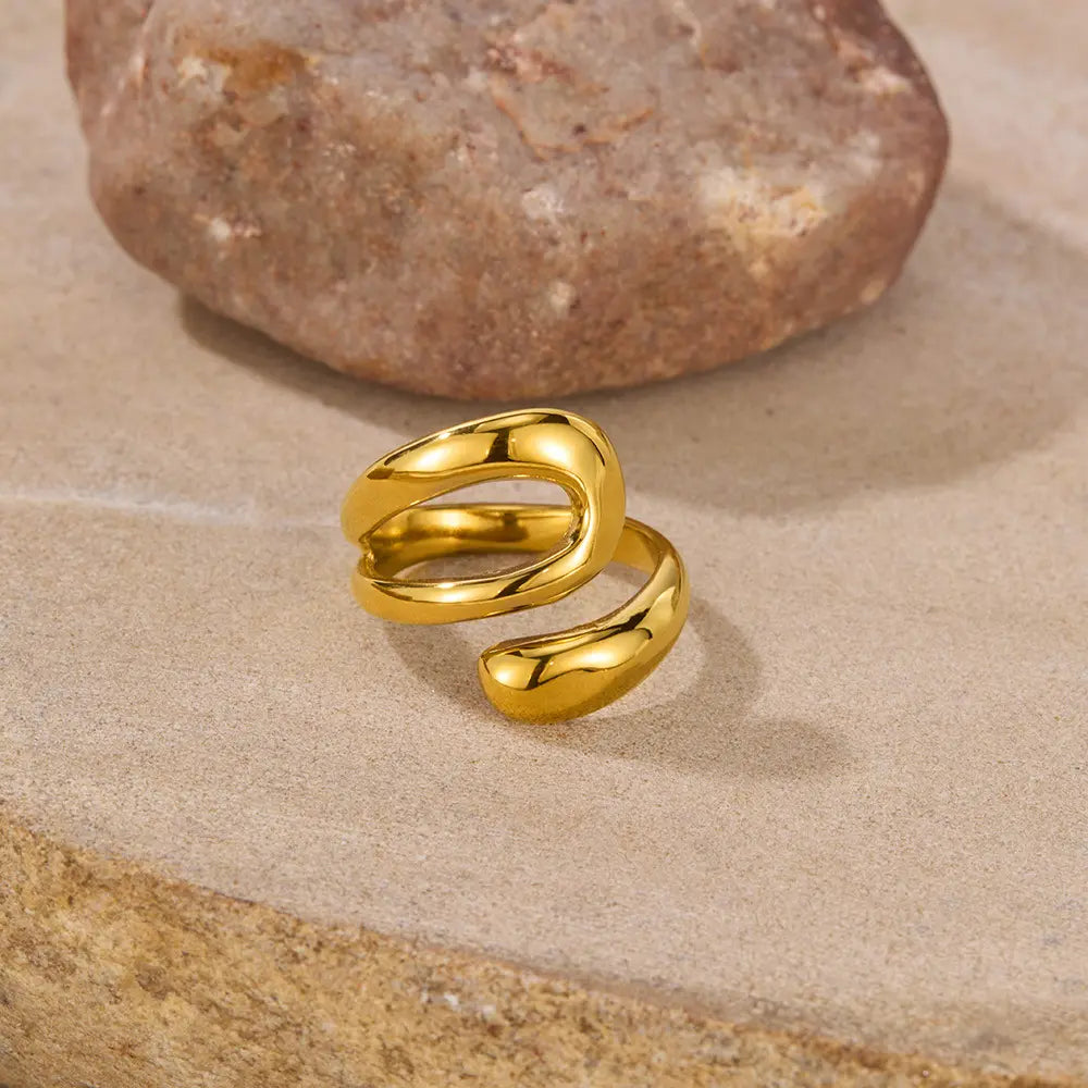 Gold Plated Anti-Tarnish Simple Hollow Cross Open Ring
