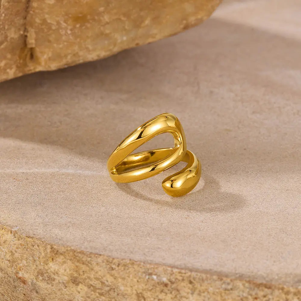 Gold Plated Anti-Tarnish Simple Hollow Cross Open Ring