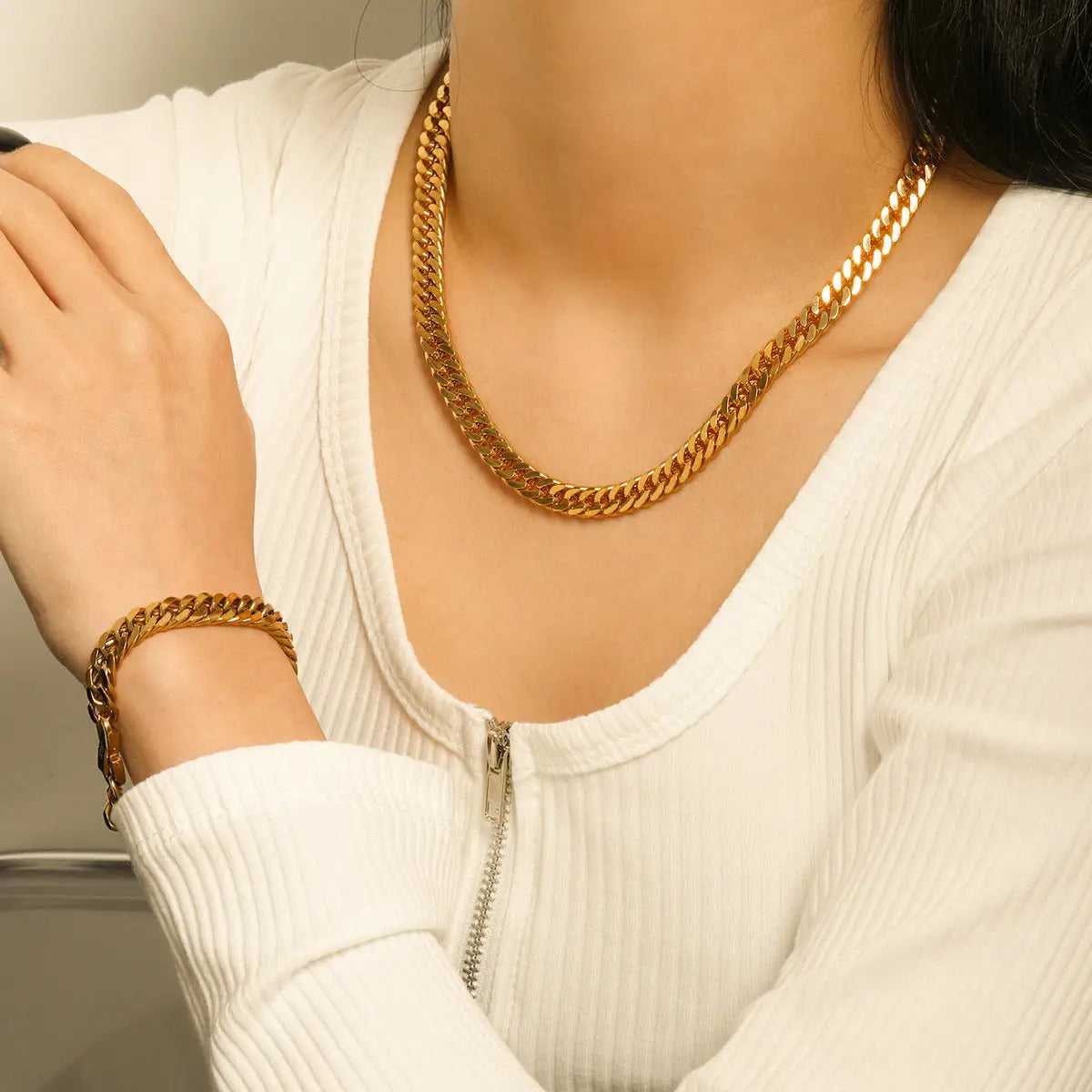 Gold Plated Anti-Tarnish Chunky Link Chain Necklace