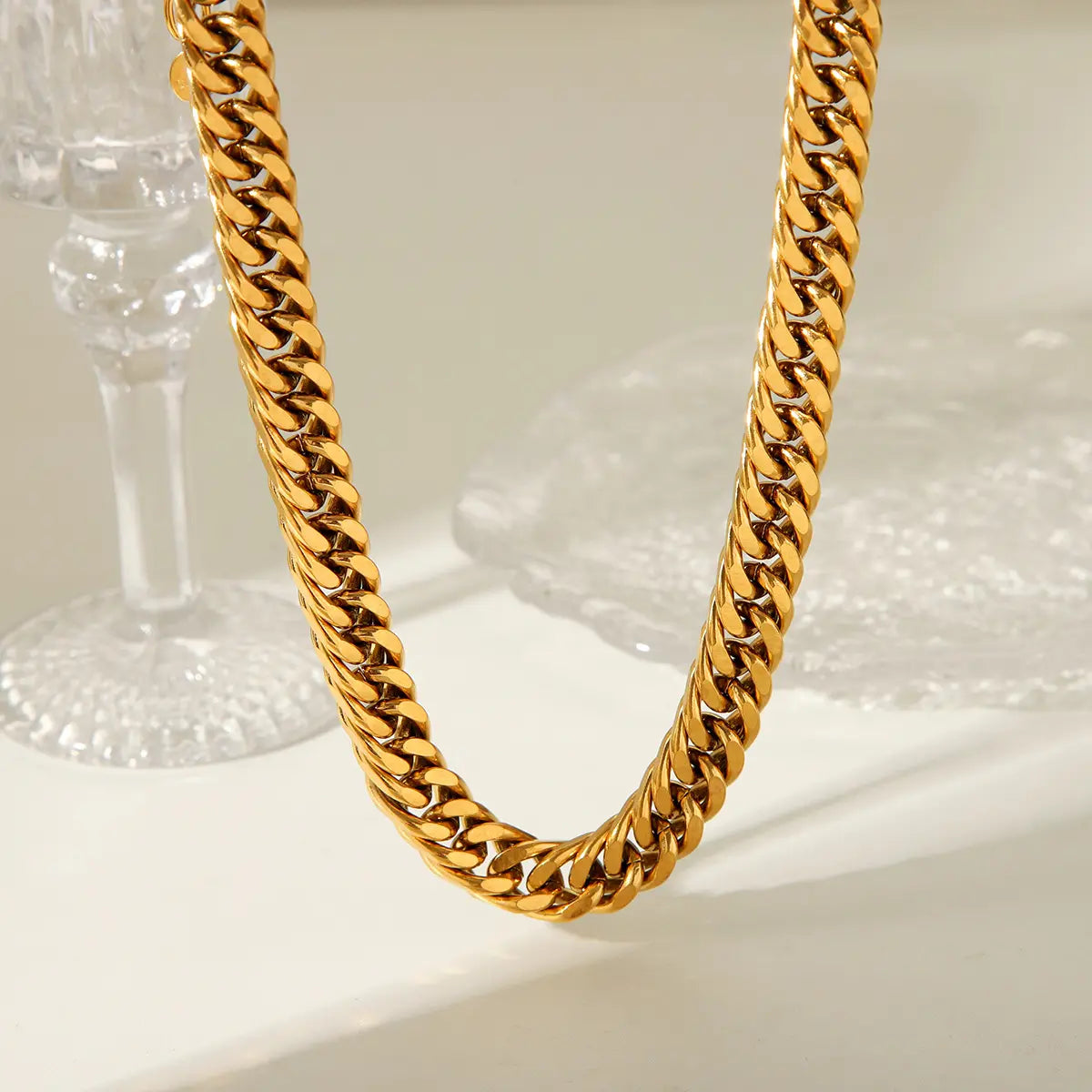 Gold Plated Anti-Tarnish Chunky Link Chain Necklace