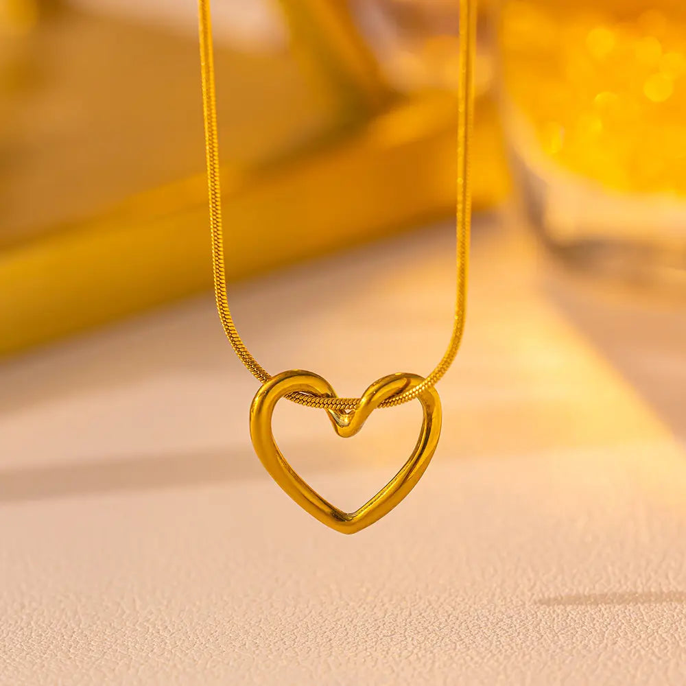 Gold Plated Anti-Tarnish Love Heart Pendant Necklace