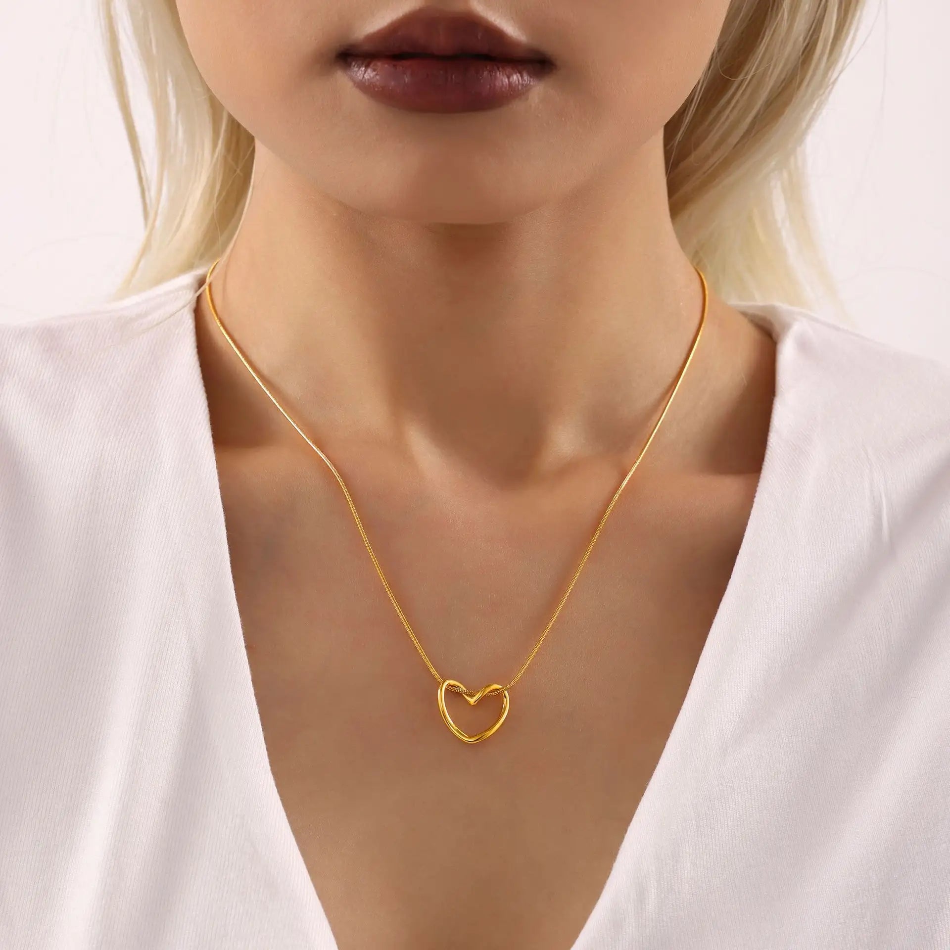 Gold Plated Anti-Tarnish Love Heart Pendant Necklace