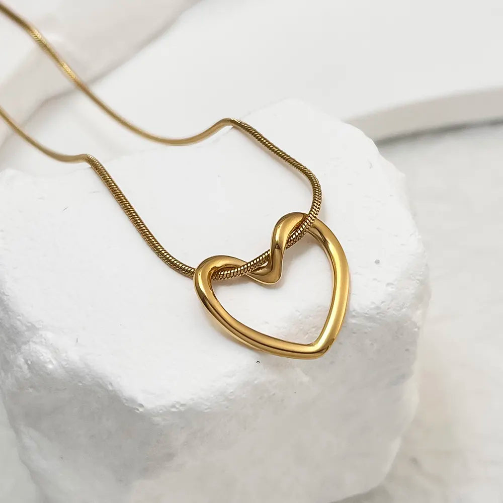 Gold Plated Anti-Tarnish Love Heart Pendant Necklace