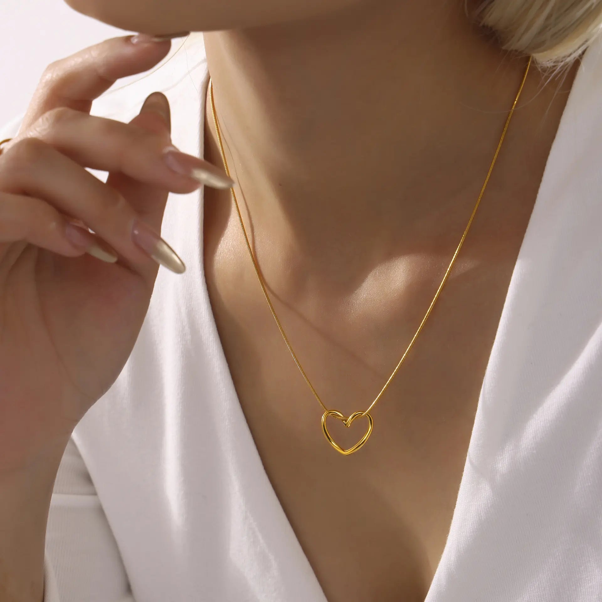 Gold Plated Anti-Tarnish Love Heart Pendant Necklace