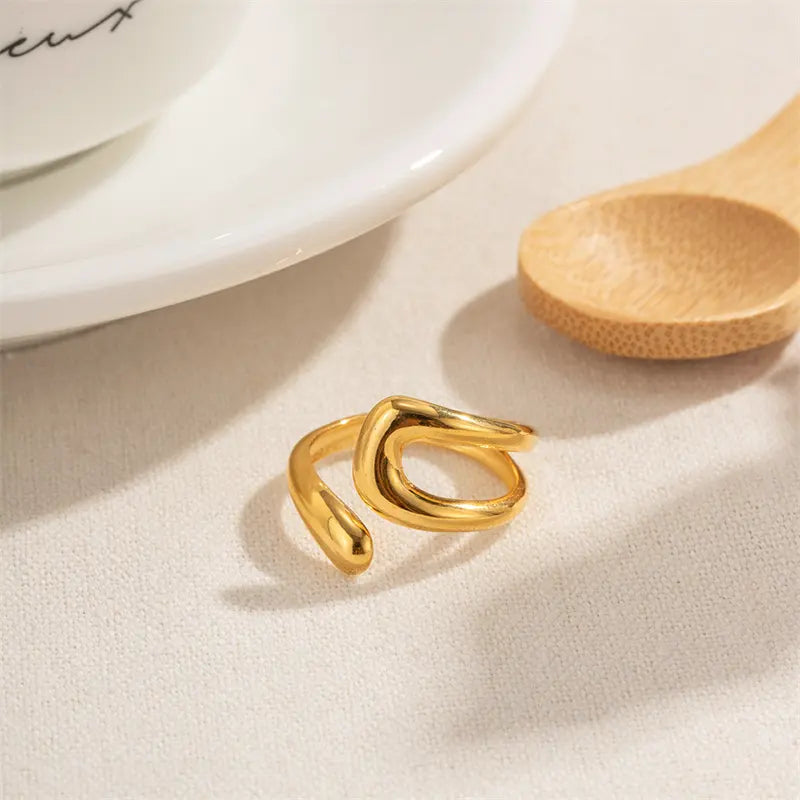 Gold Plated Anti-Tarnish Simple Hollow Cross Open Ring
