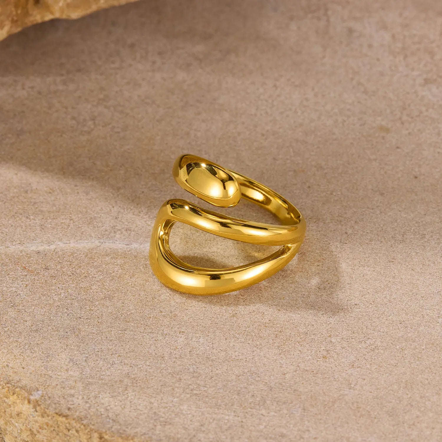 Gold Plated Anti-Tarnish Simple Hollow Cross Open Ring