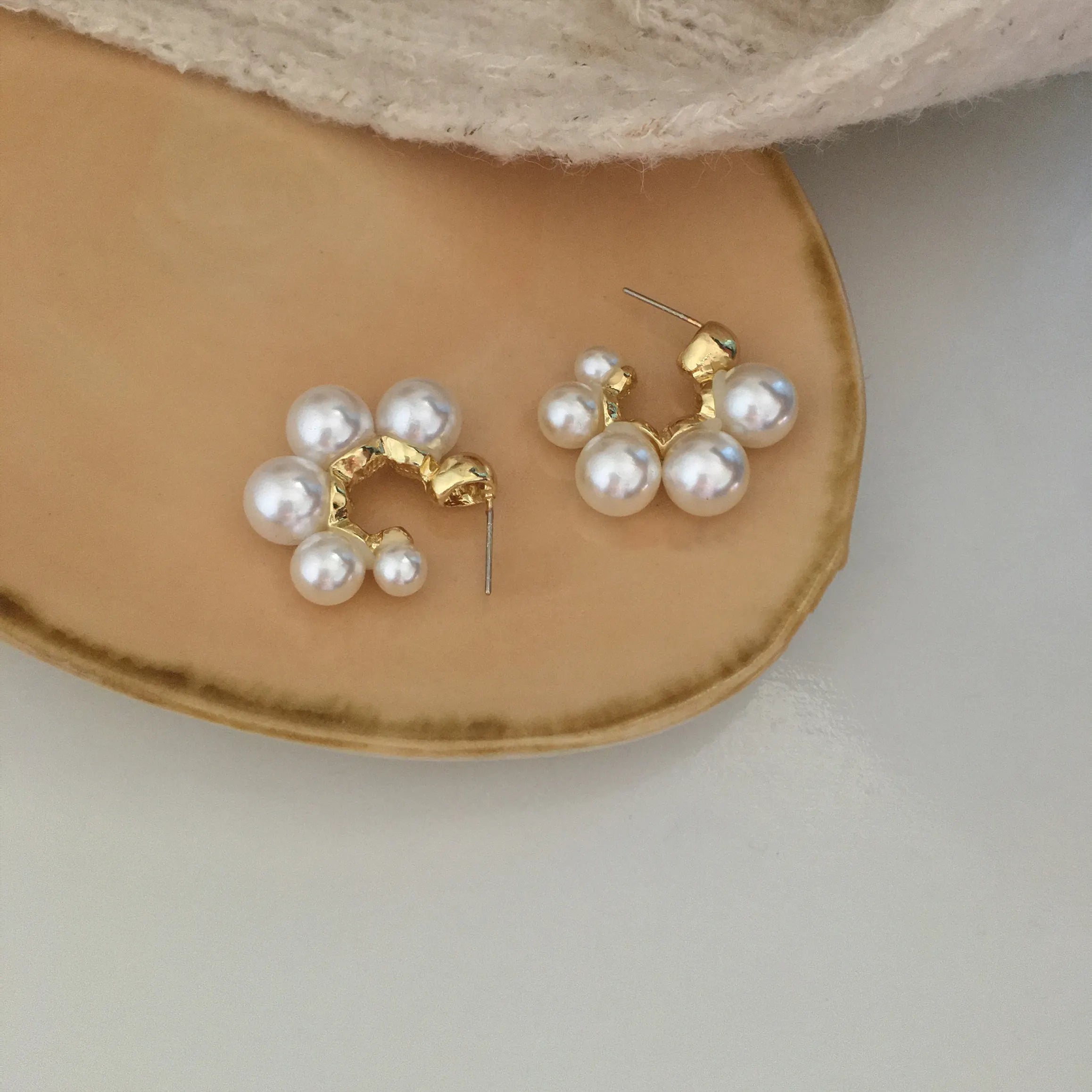 Gold Plated Anti-Tarnish Pearl Hoop Earrings