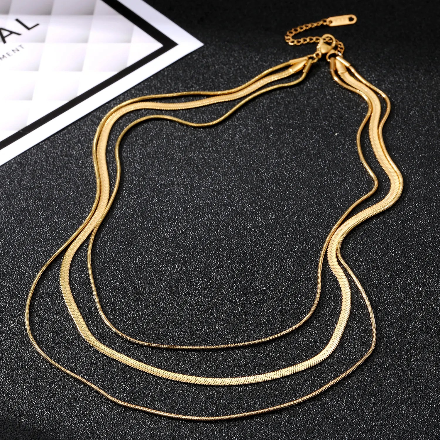 Gold Plated Anti-Tarnish Multi Layers Snake Chain Necklace