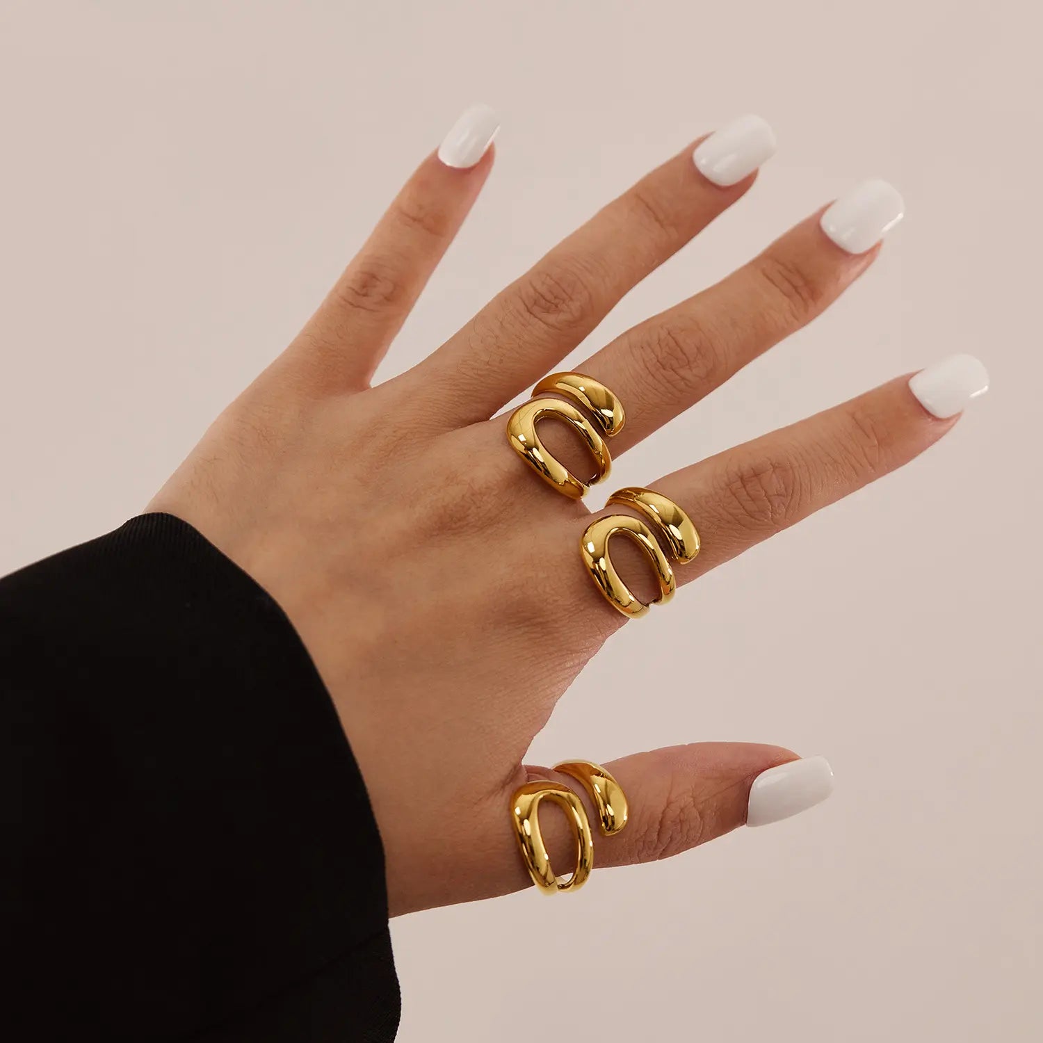 Gold Plated Anti-Tarnish Simple Hollow Cross Open Ring