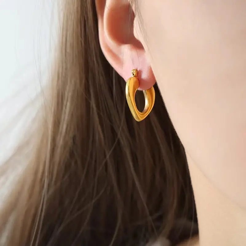 Gold Plated Anti-Tarnish Geometric Snap Hoop Earrings