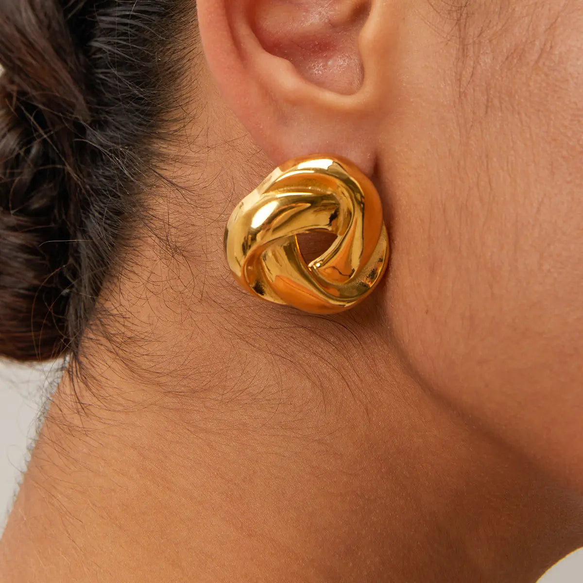 Gold Plated Anti-Tarnish Twisted Braided Irregular Studs