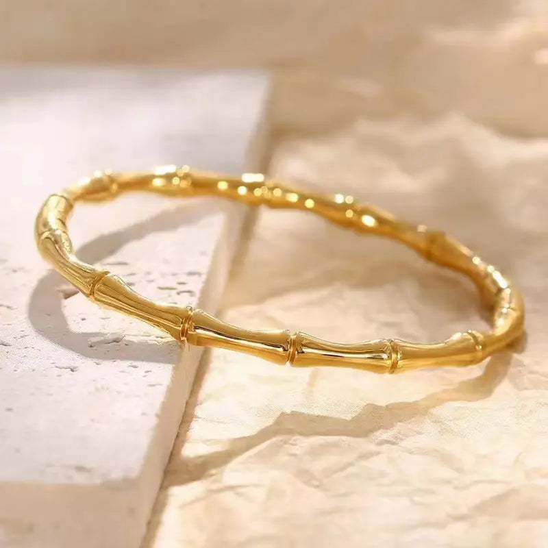 Gold Plated Anti-Tarnish Bamboo Cuff Bracelet