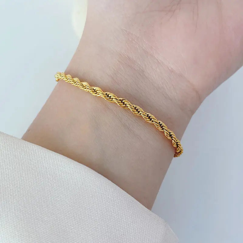 Gold Plated Anti-Tarnish Twisted Cable Chain Bracelet