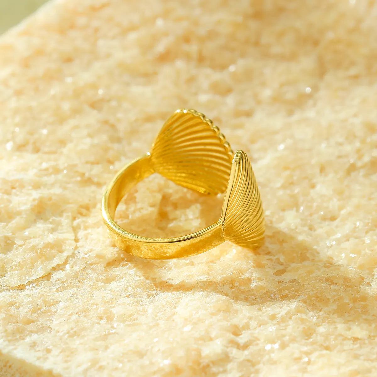 Gold Plated Anti-Tarnish Double Sea Shell Ring