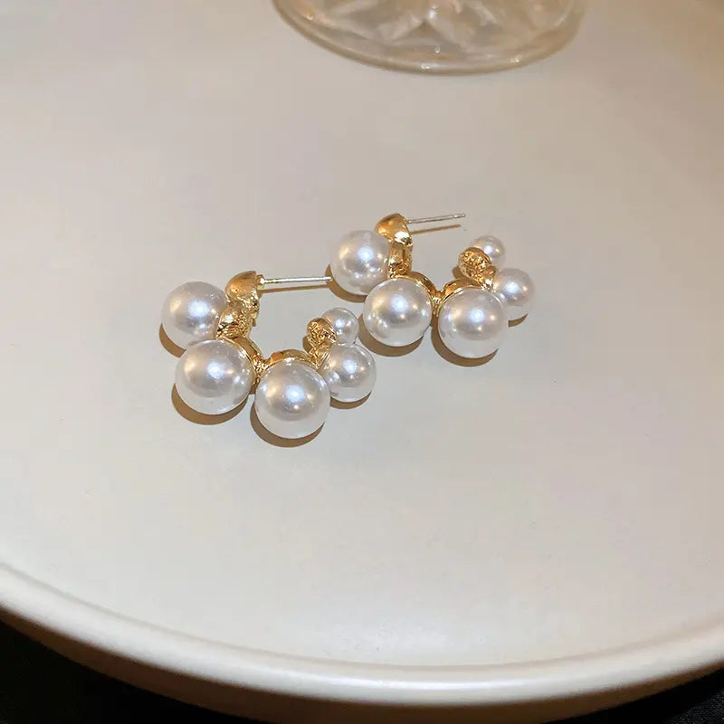 Gold Plated Anti-Tarnish Pearl Hoop Earrings