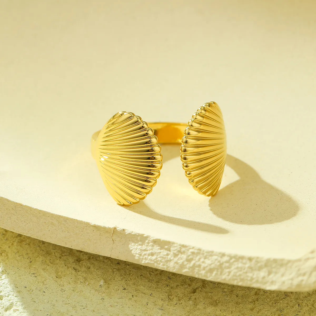 Gold Plated Anti-Tarnish Double Sea Shell Ring