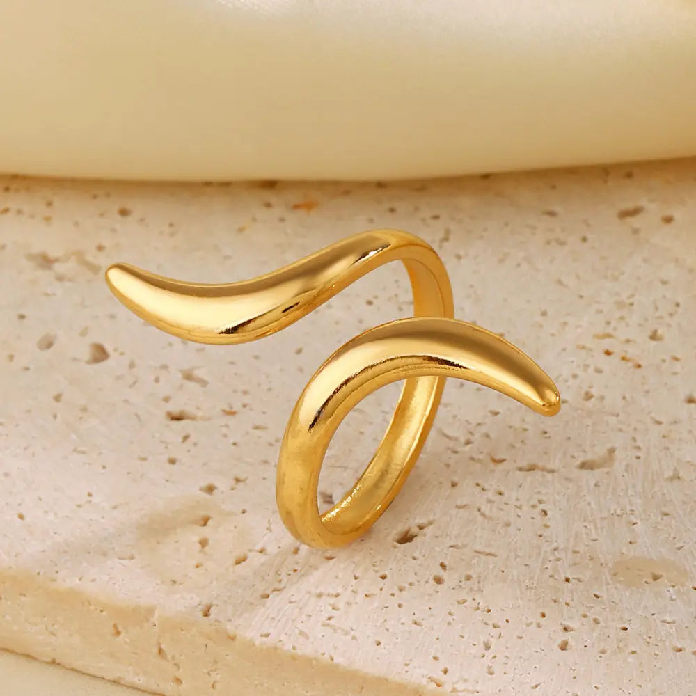 Gold Plated Anti-Tarnish Irregular Hollow Out Open Ring