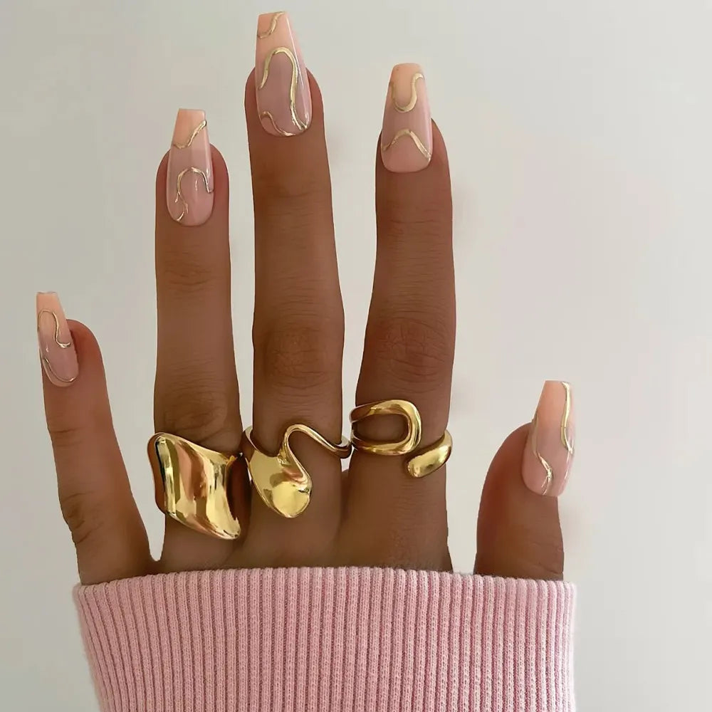 Gold Plated Anti-Tarnish Simple Hollow Cross Open Ring