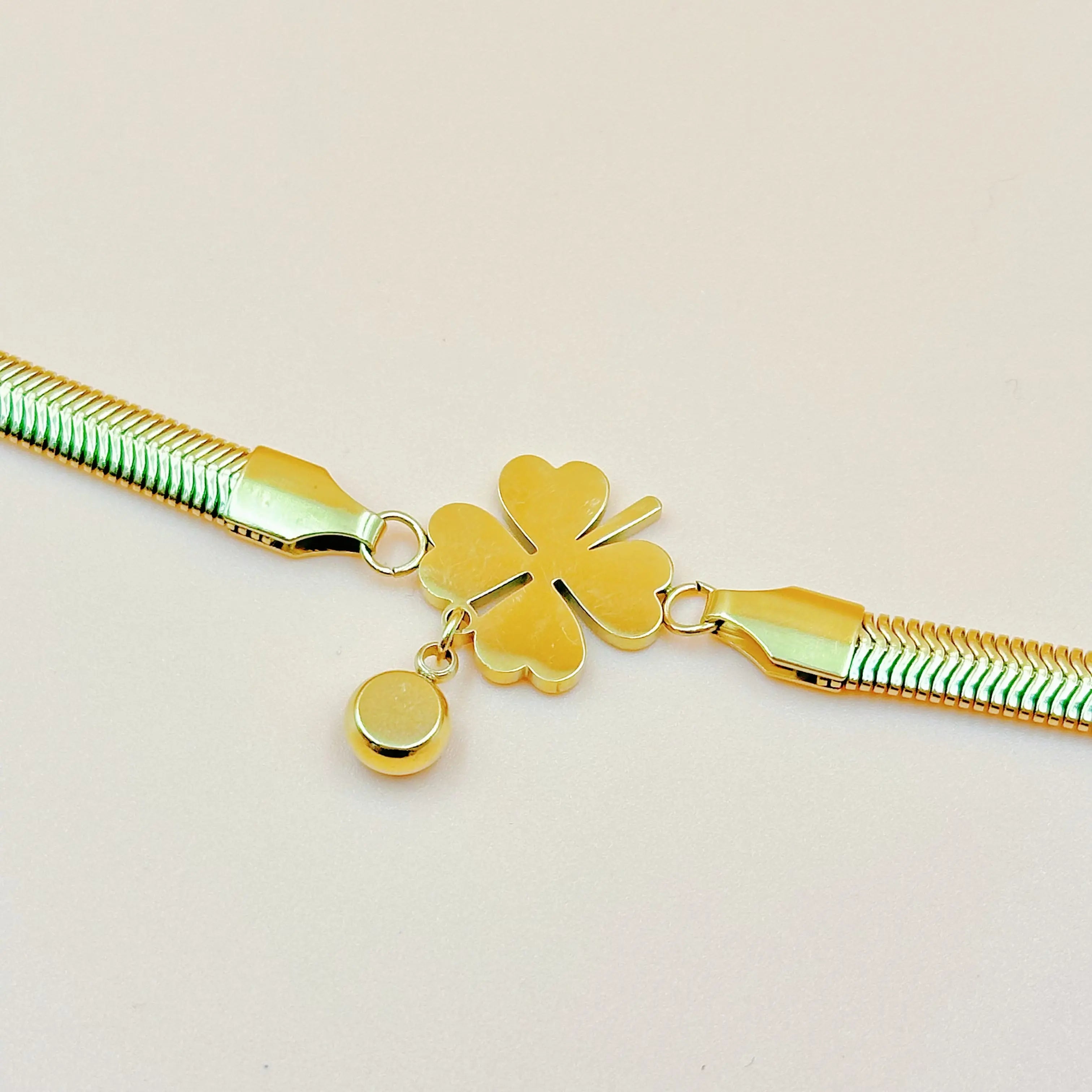 Gold Plated Anti-Tarnish Evil Eye Snake Bone Chain Bracelet