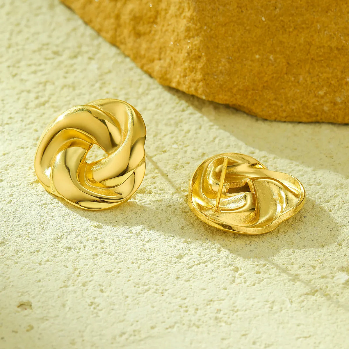 Gold Plated Anti-Tarnish Twisted Braided Irregular Studs