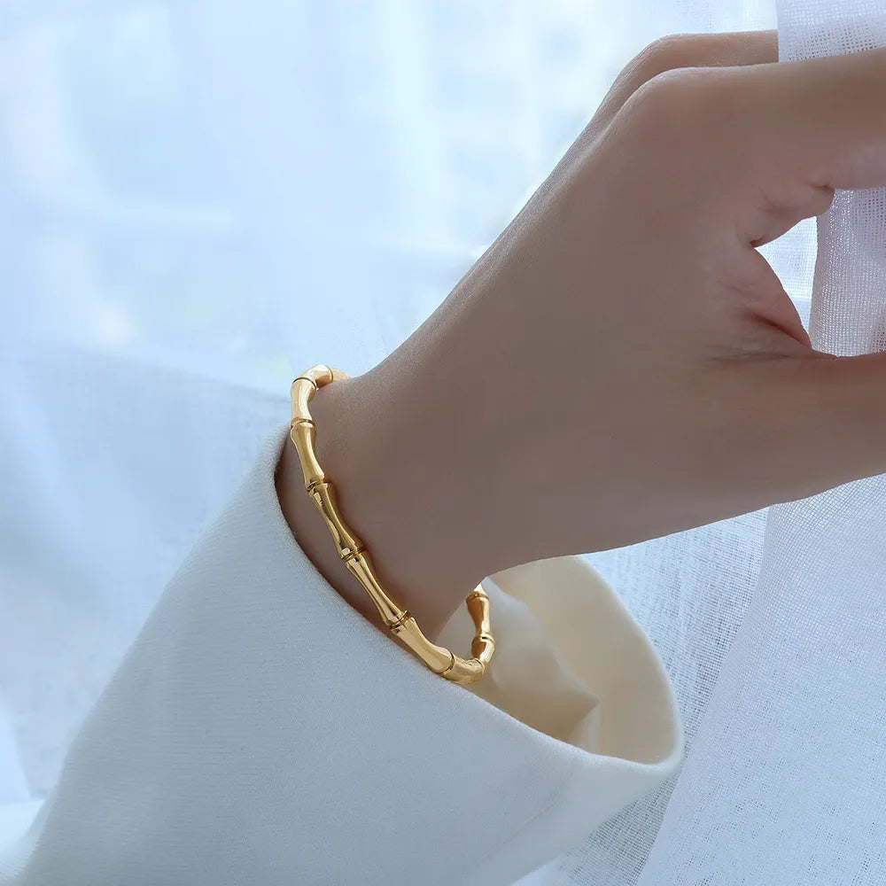 Gold Plated Anti-Tarnish Bamboo Cuff Bracelet