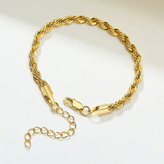 Gold Plated Anti-Tarnish Twisted Cable Chain Bracelet