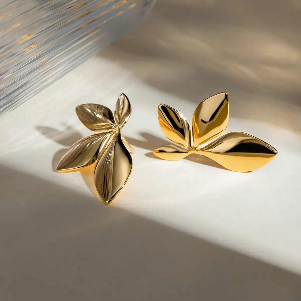 Gold Plated Anti-Tarnish Trendy Leaf Studs