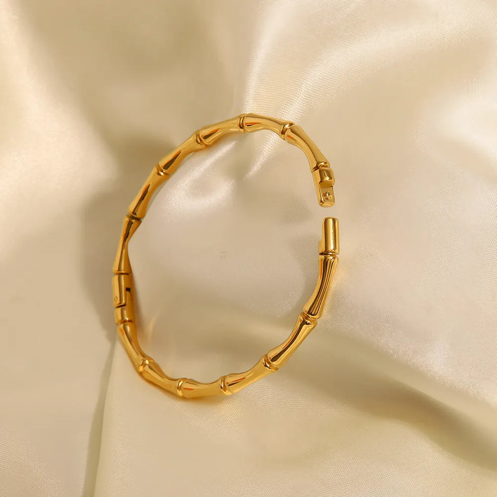 Gold Plated Anti-Tarnish Bamboo Cuff Bracelet