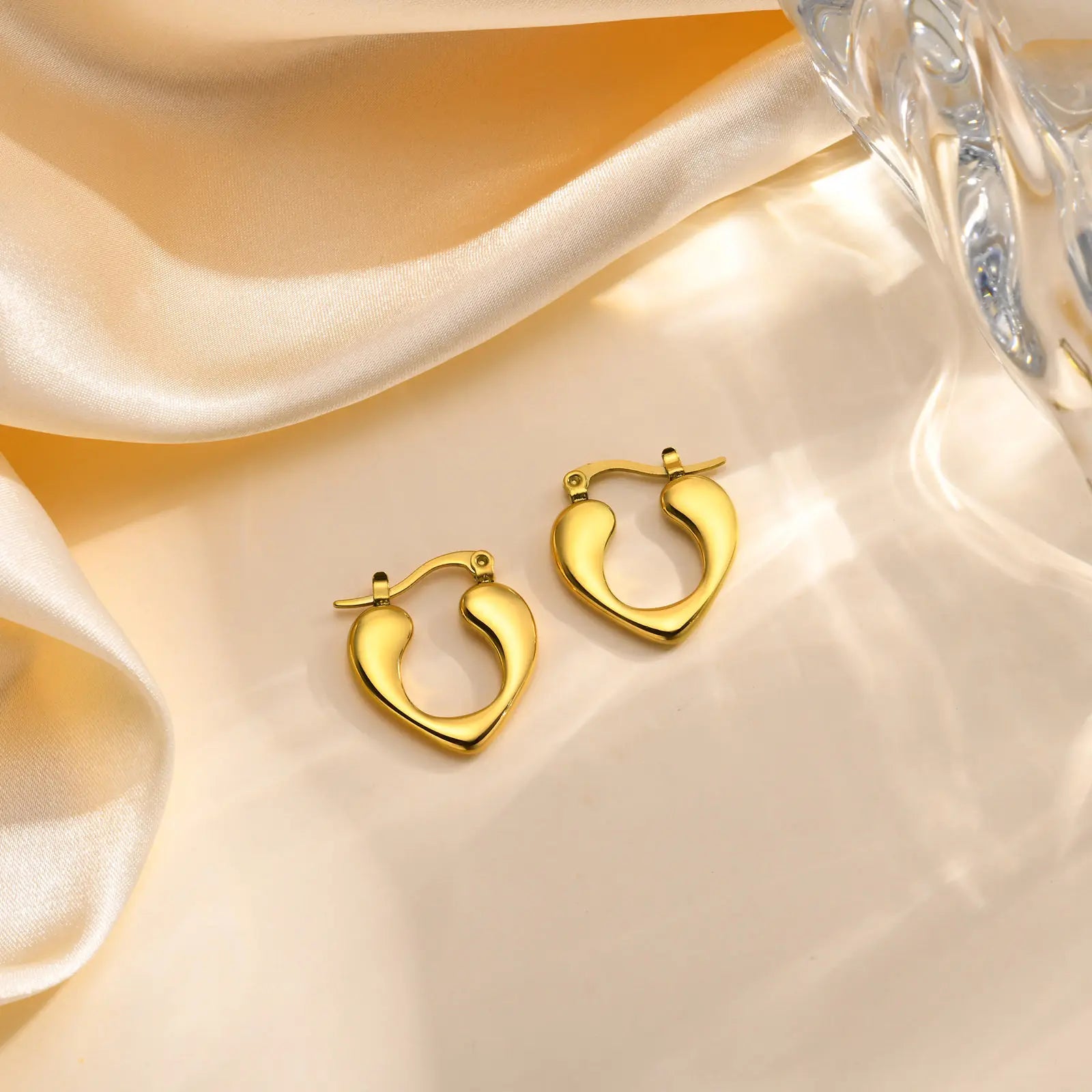 Gold Plated Anti-Tarnish Geometric Snap Hoop Earrings