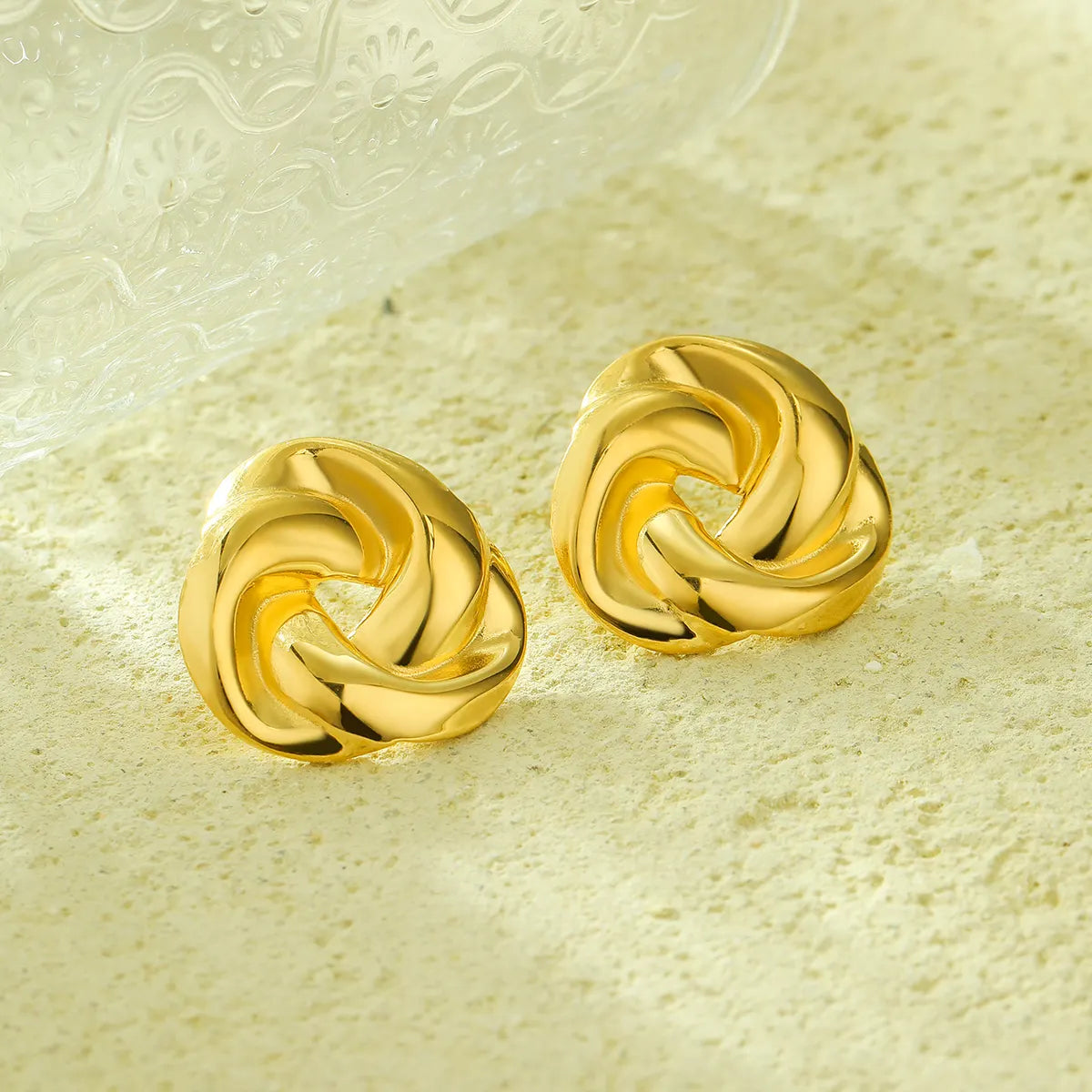 Gold Plated Anti-Tarnish Twisted Braided Irregular Studs