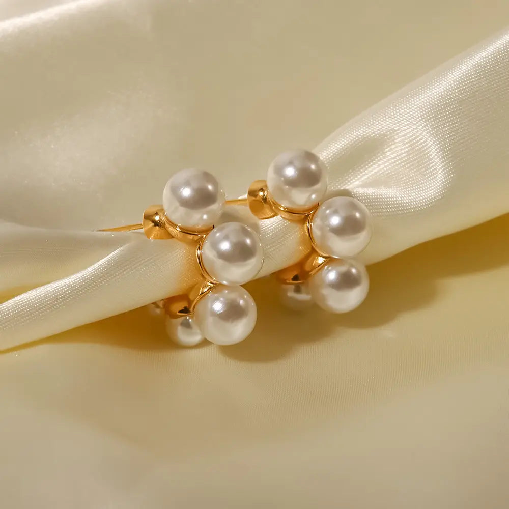 Gold Plated Anti-Tarnish Pearl Hoop Earrings