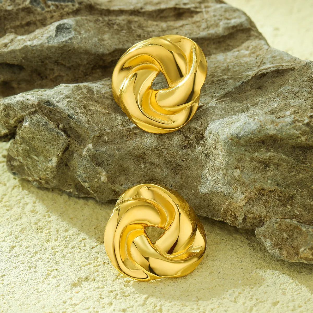Gold Plated Anti-Tarnish Twisted Braided Irregular Studs