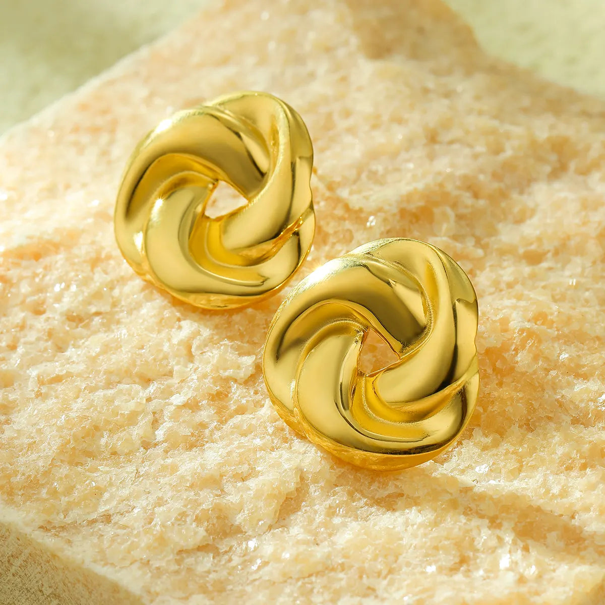 Gold Plated Anti-Tarnish Twisted Braided Irregular Studs
