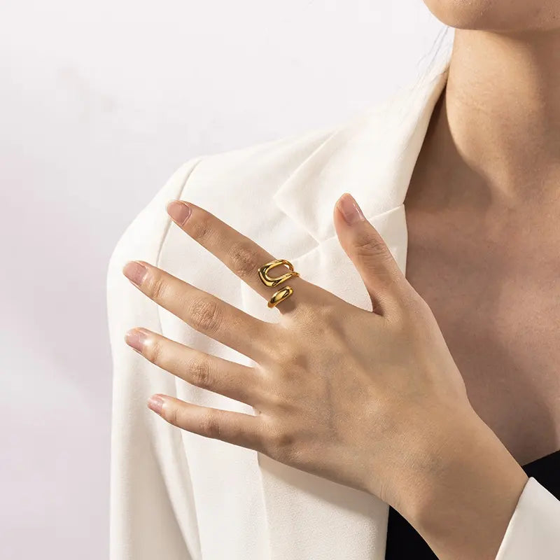 Gold Plated Anti-Tarnish Simple Hollow Cross Open Ring