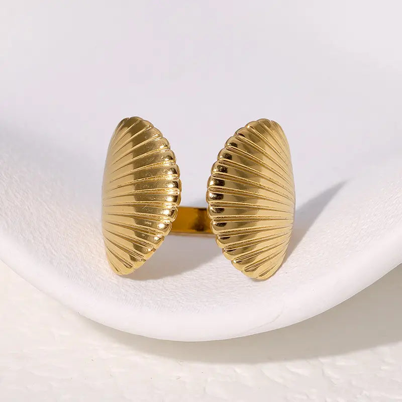 Gold Plated Anti-Tarnish Double Sea Shell Ring