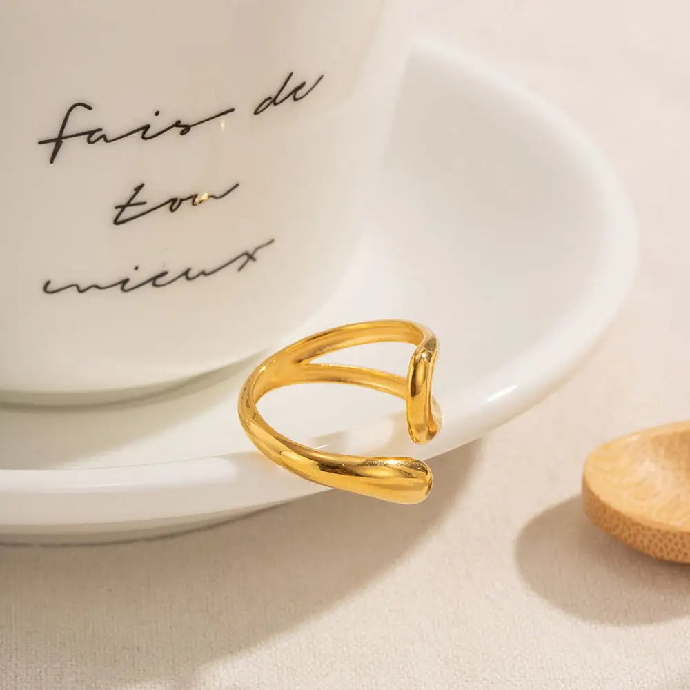 Gold Plated Anti-Tarnish Simple Hollow Cross Open Ring