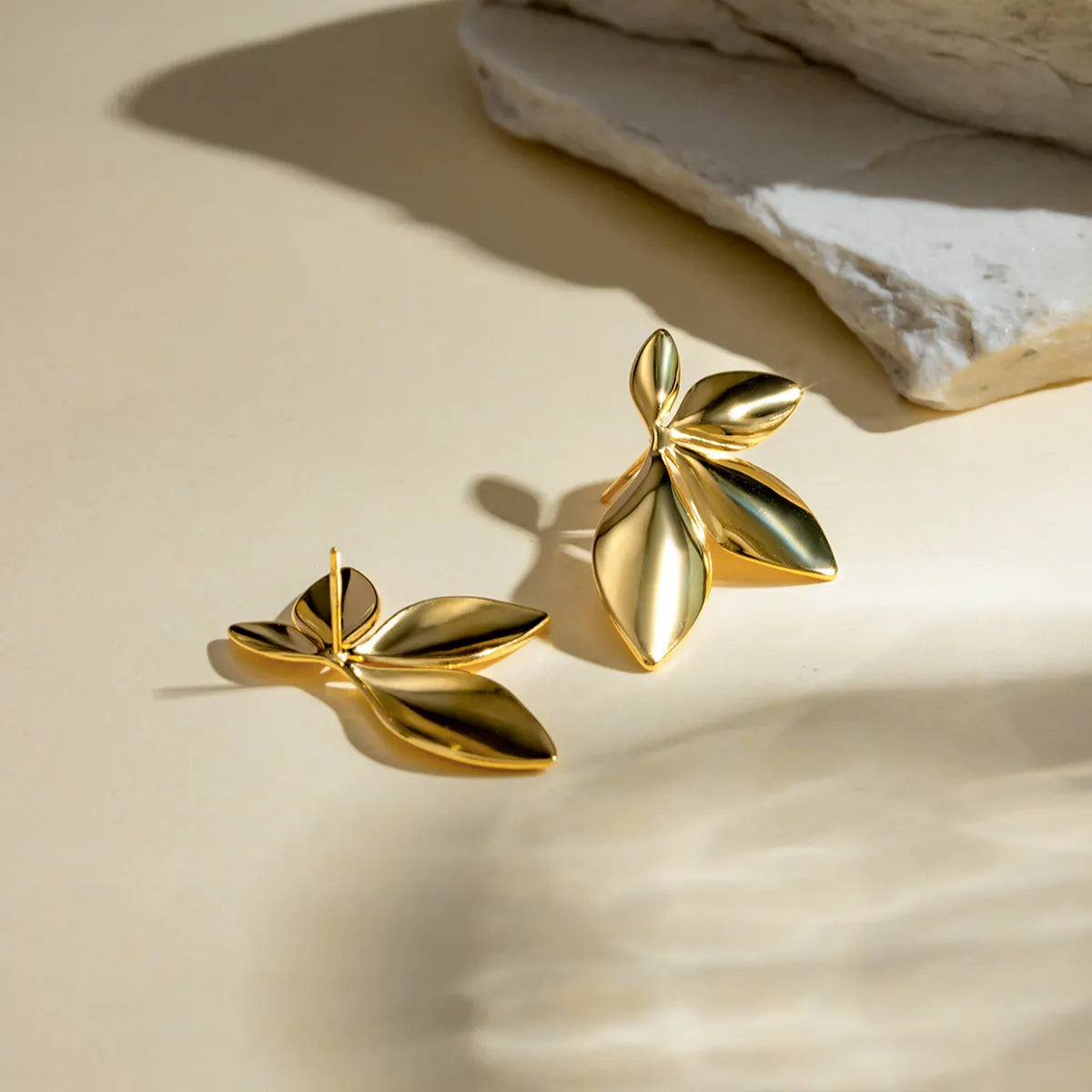 Gold Plated Anti-Tarnish Trendy Leaf Studs